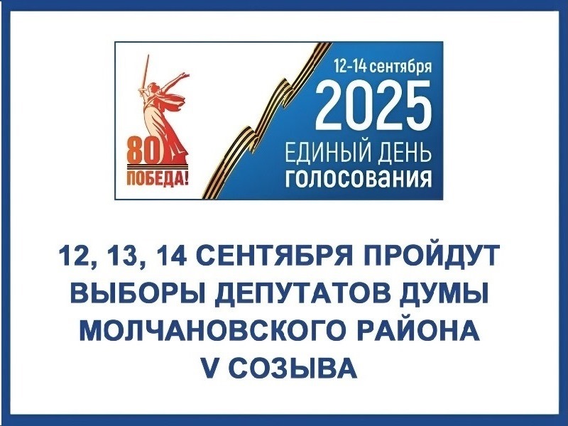 С 12 по 14 сентября 2025 г. пройдут выборы депутатов Думы Молчановского района.